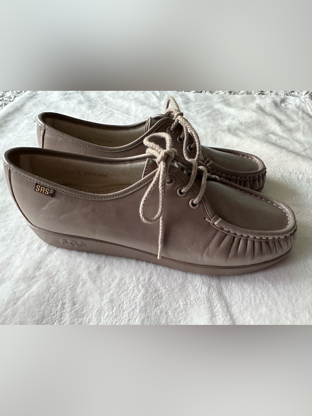 SAS Siesta Women's Taupe Lace-Up Loafer Comfortable Shoes